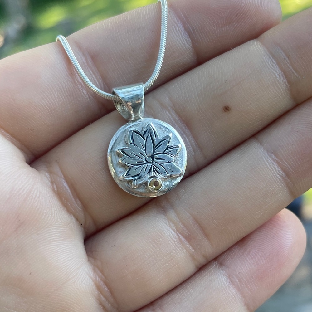 lotus flower necklace pendant yellow sapphire